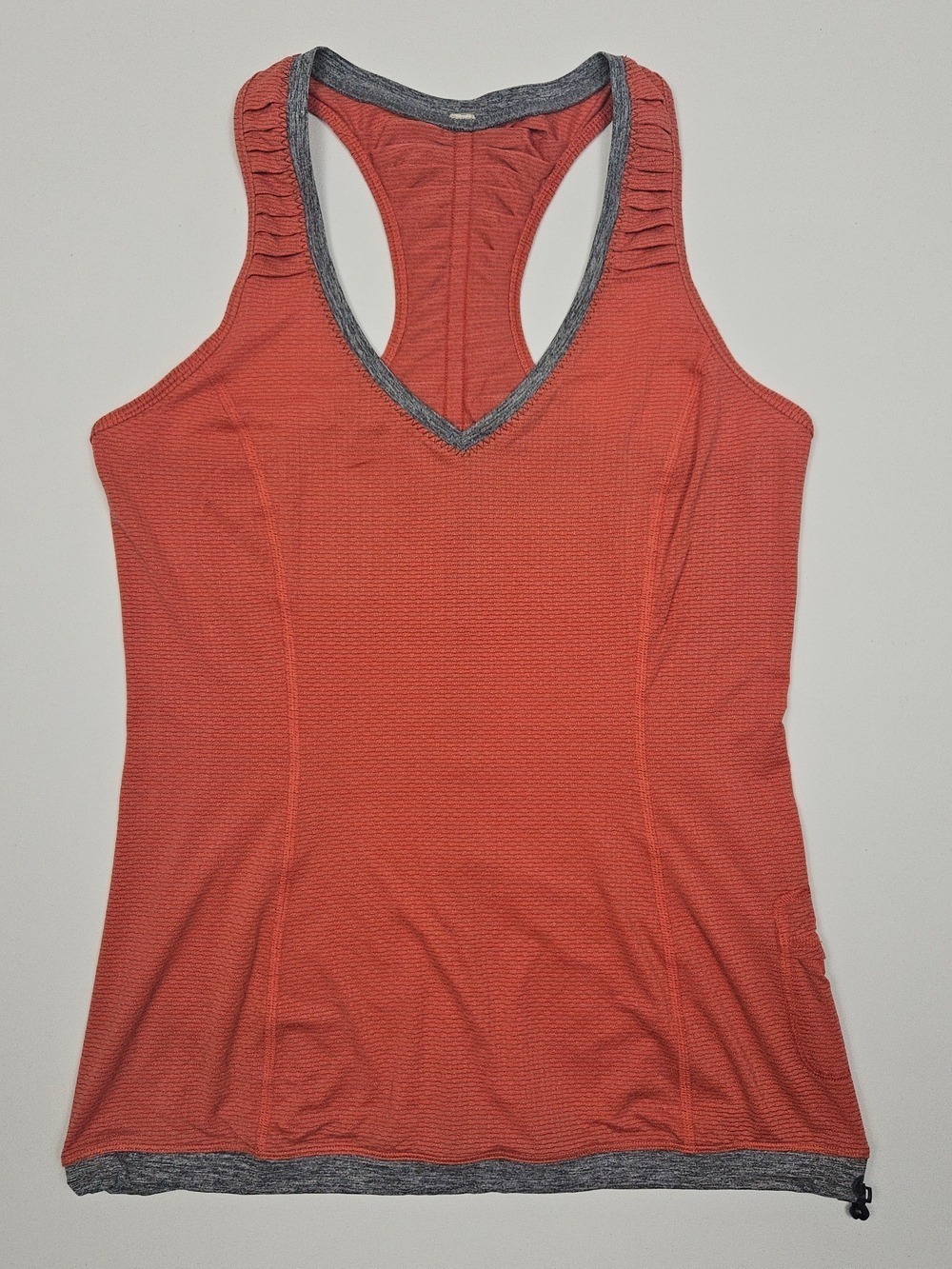Lululemon Run Tank Top Size 4 Coral Orange Racerback Drawcord Hem